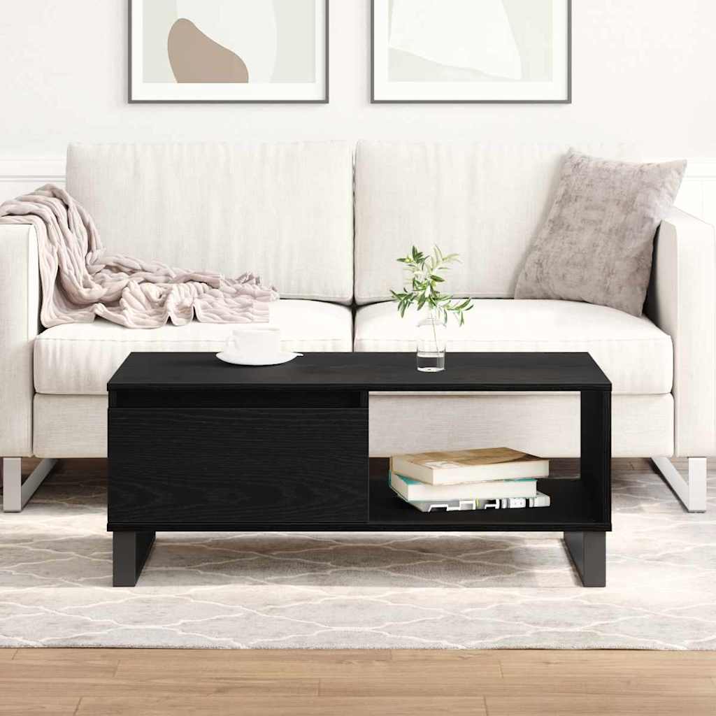 Sofabord med skuffe Sort eg 90 x 50 x 36,5 cm Konstrueret træ