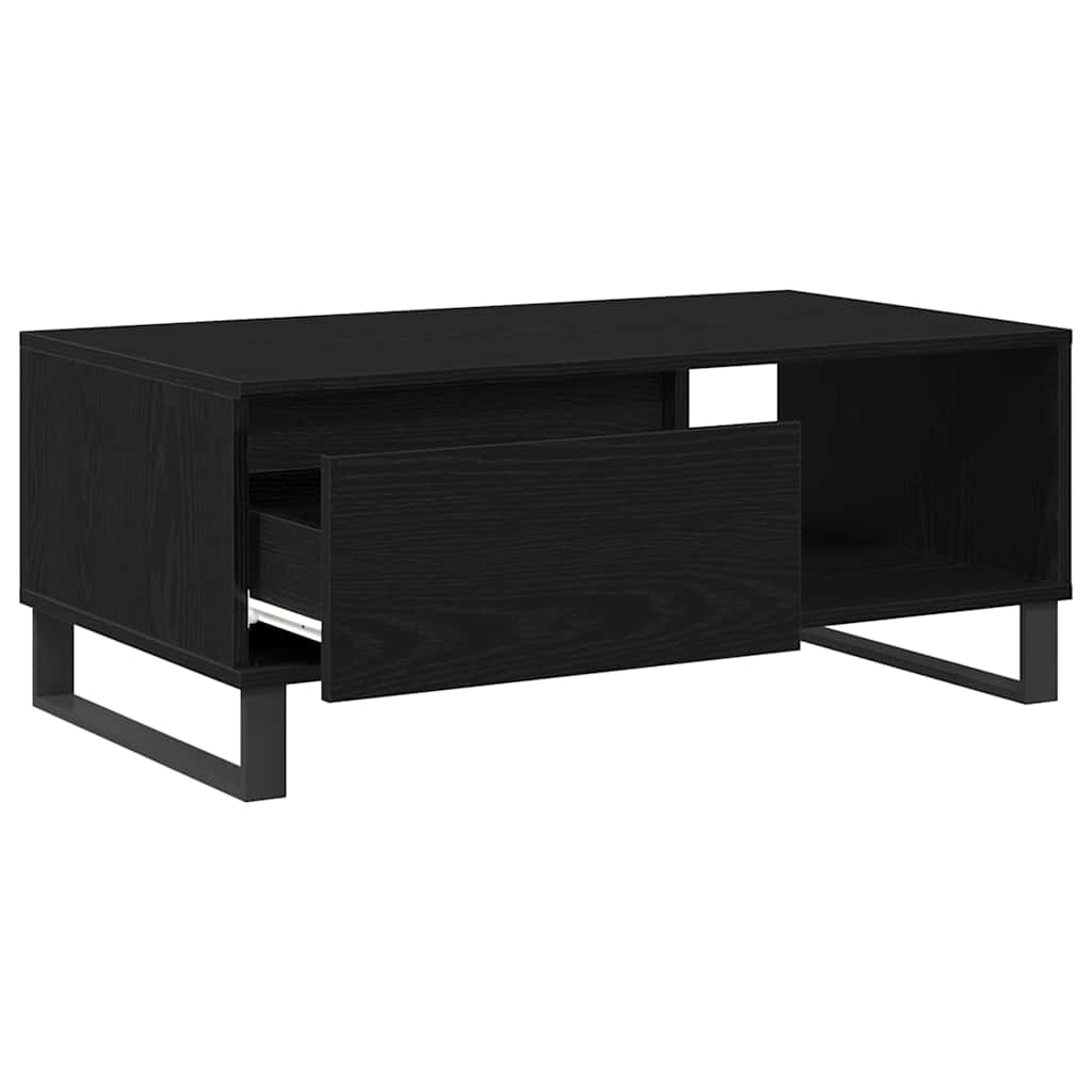 Sofabord med skuffe Sort eg 90 x 50 x 36,5 cm Konstrueret træ