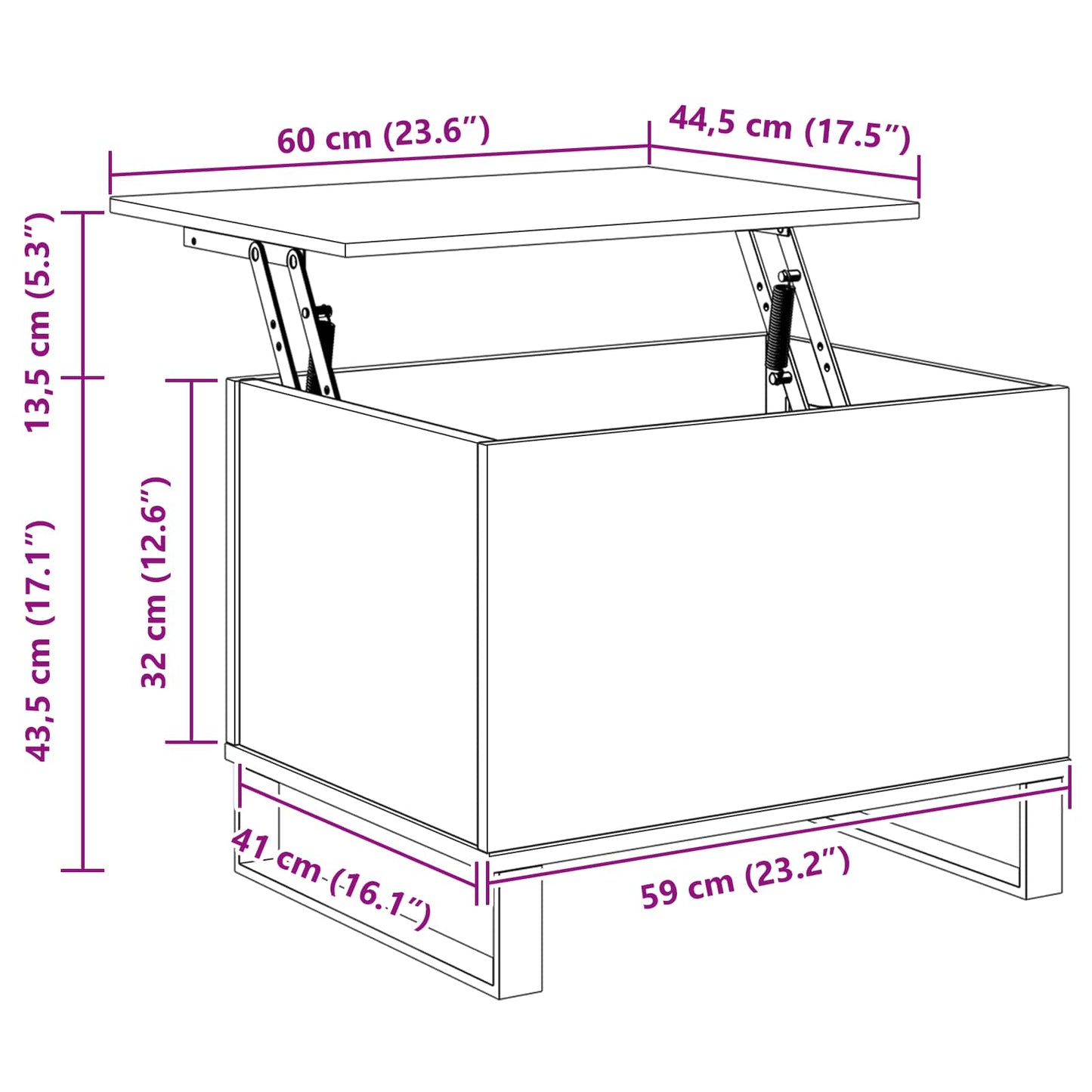 Sofabord Sort eg 60 x 44,5 x 45 cm