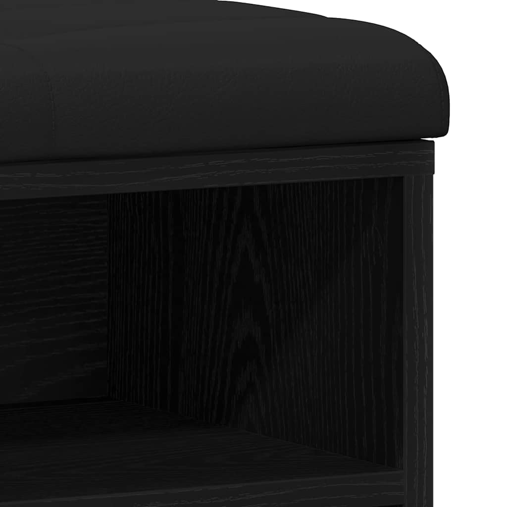 Sko bænk med hylde Sort 82 x 32 x 50 cm Konstrueret træ