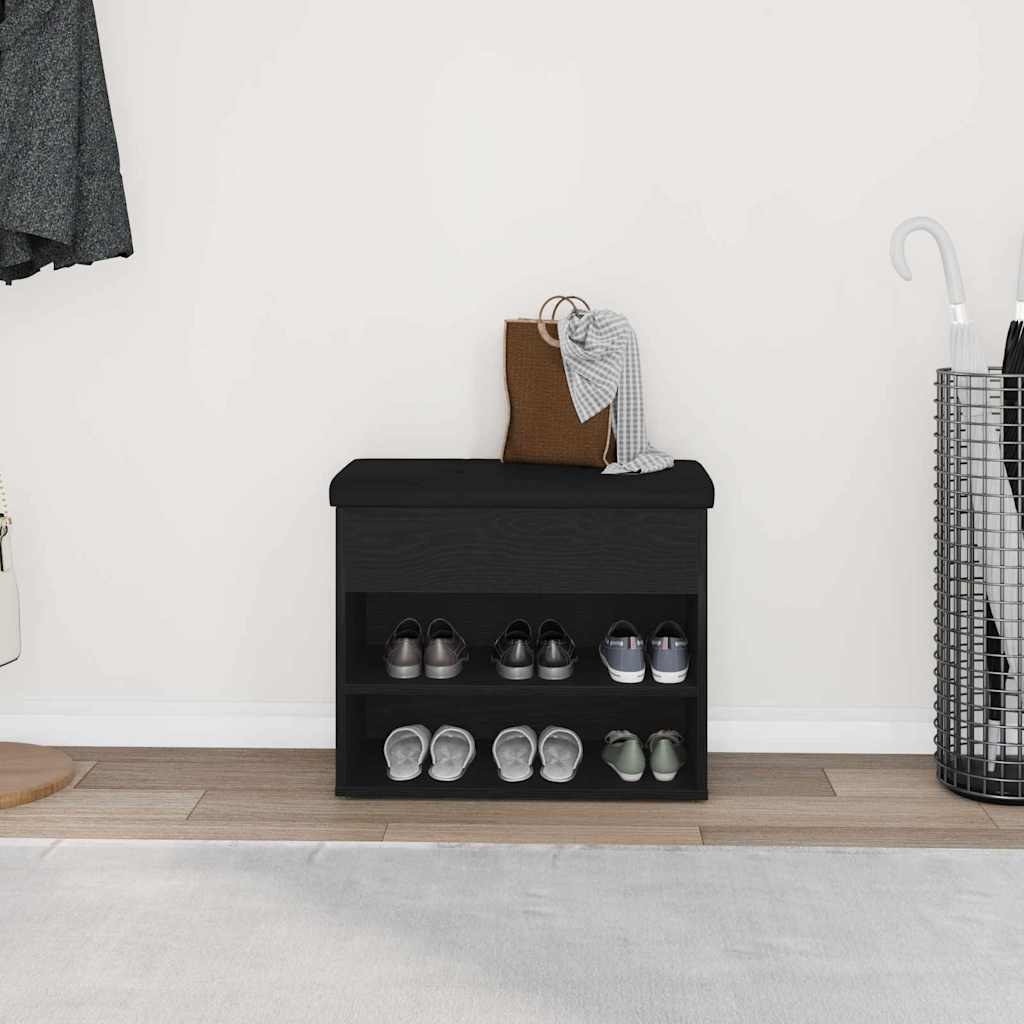Opbevaringsbænk Sort eg 62 x 32 x 50 cm Konstrueret træ