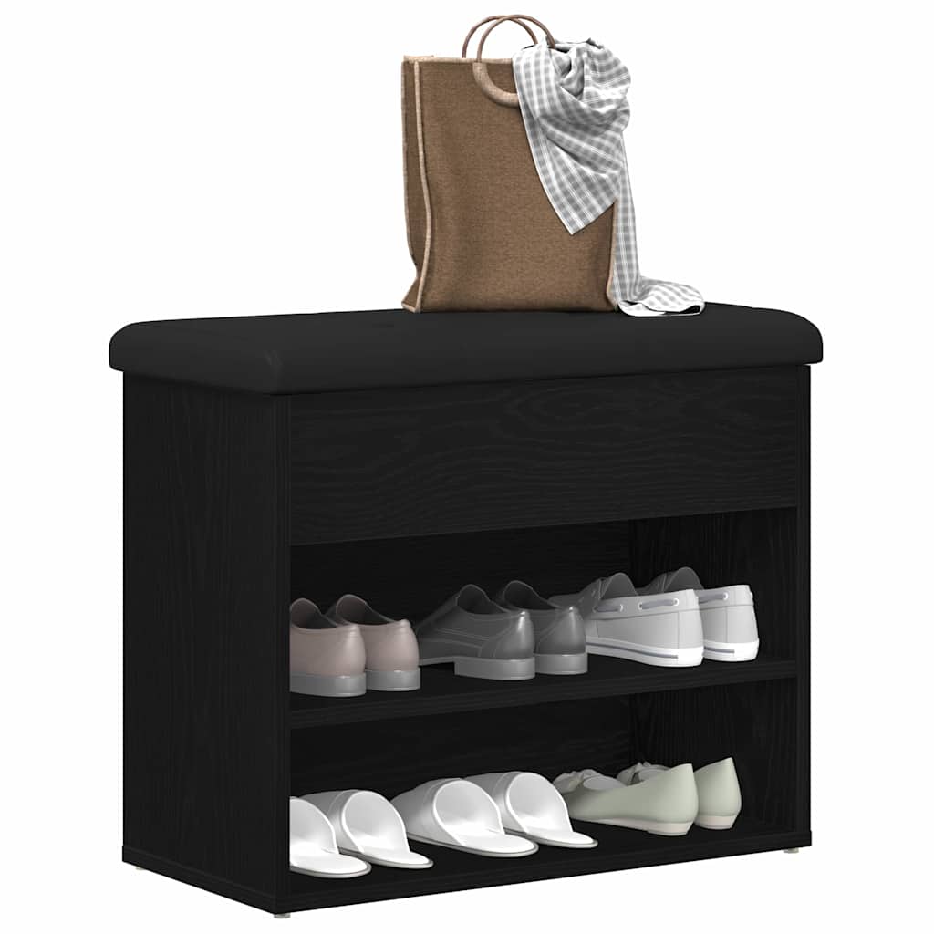 Opbevaringsbænk Sort eg 62 x 32 x 50 cm Konstrueret træ