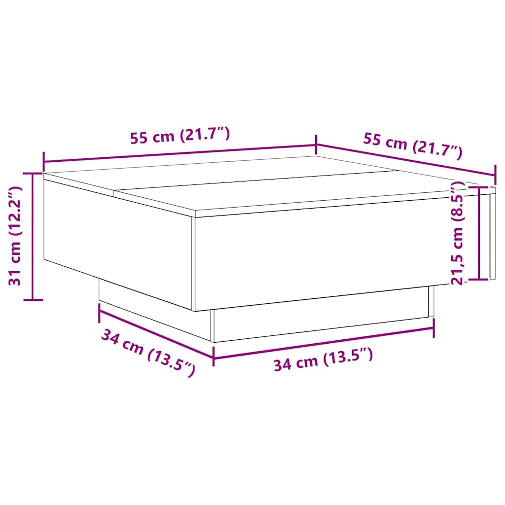 Sofabord Sort eg 80 x 80 x 31 cm Konstrueret træ