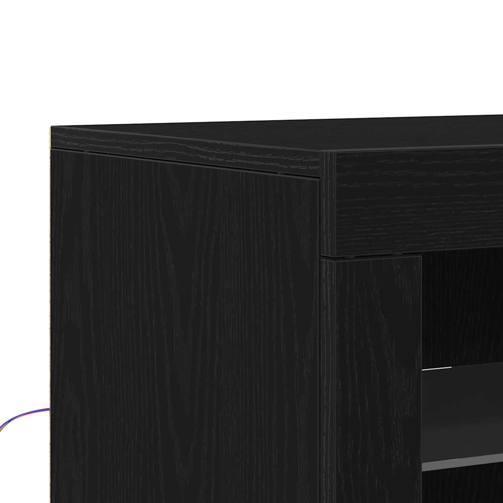 LED Sideboard Sort 60,5 x 37 x 67 cm Konstrueret træ