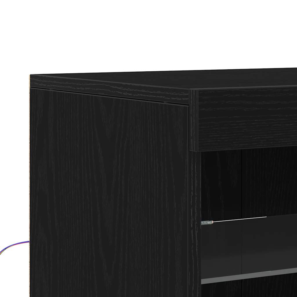 LED Sideboard Sort 60,5 x 37 x 67 cm Konstrueret træ