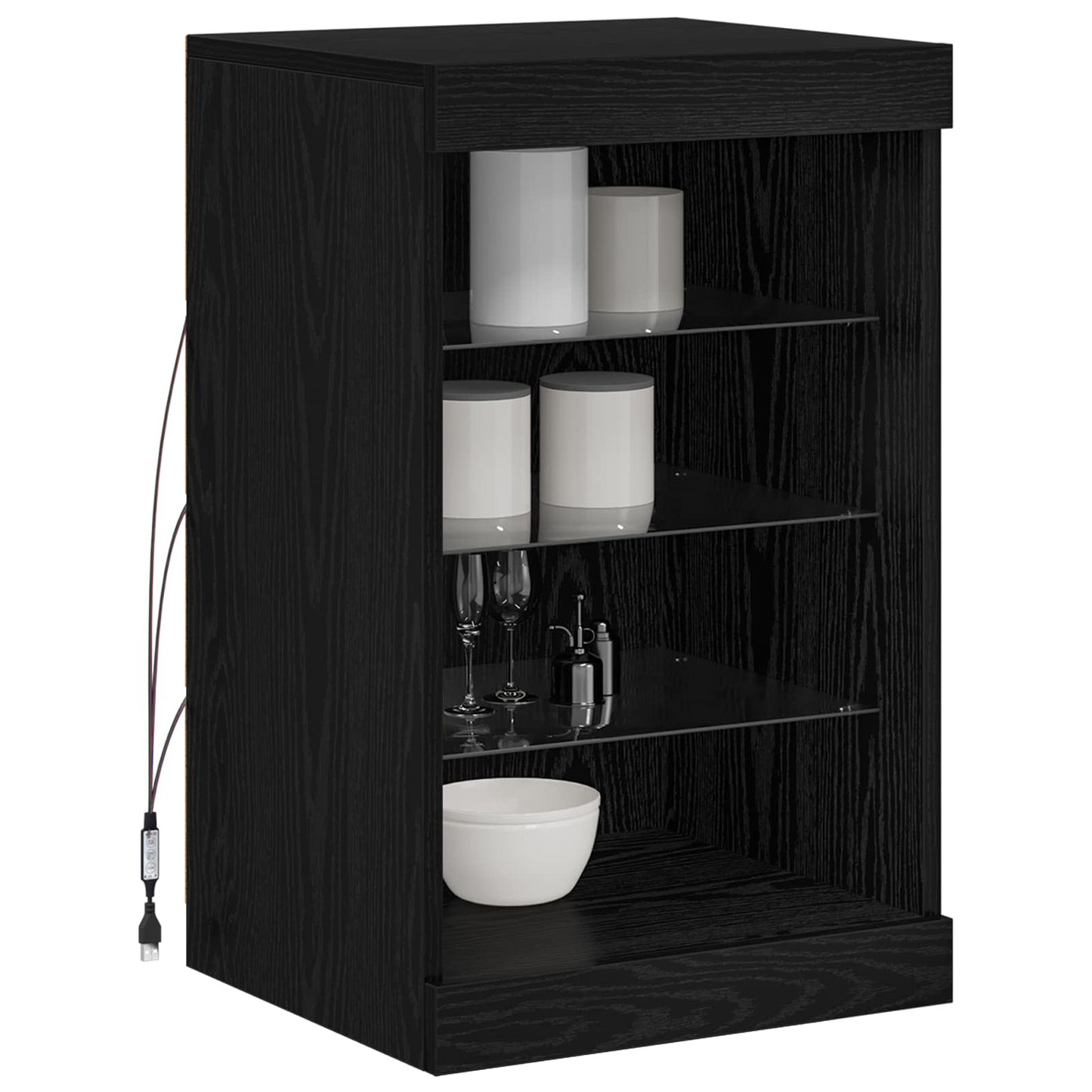 LED Sideboard Sort eg 41 x 37 x 67 cm Konstrueret træ