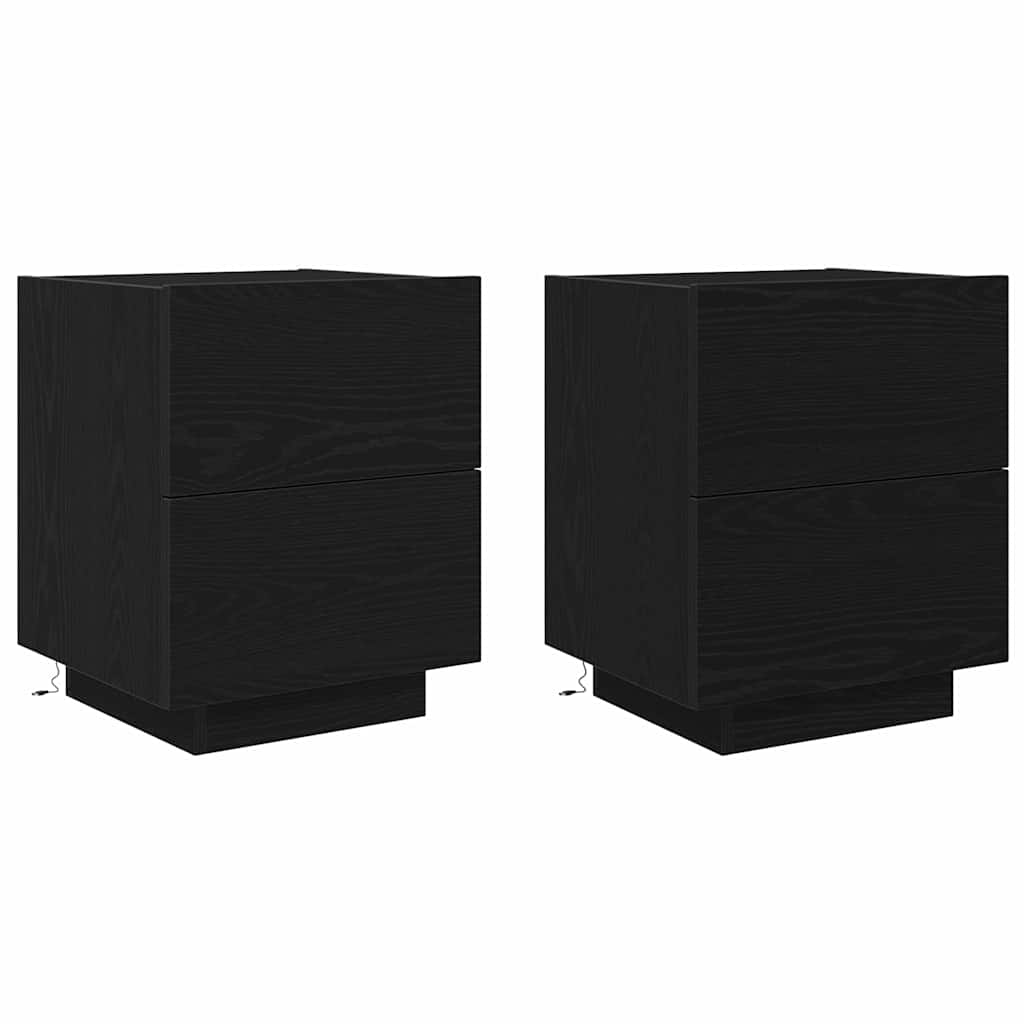 Natskab 2 pcs Sort eg 45 x 40 x 55 cm Konstrueret træ