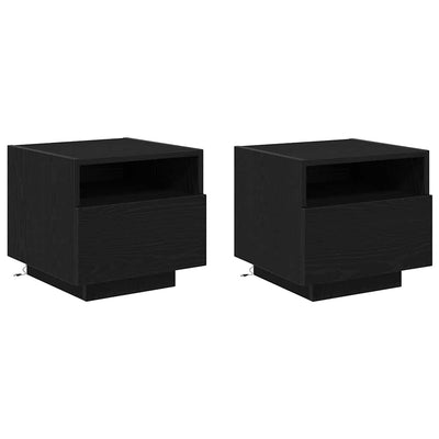 Natskab 2 pcs Sort eg 40 x 39 x 37 cm Konstrueret træ
