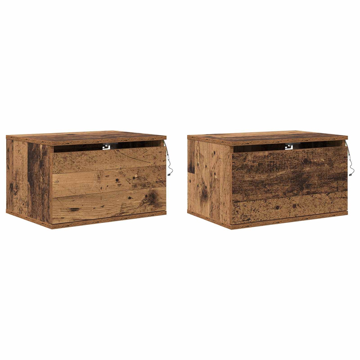 Vægmonteret natbord 2 pcs Gammelt træ Konstrueret træ