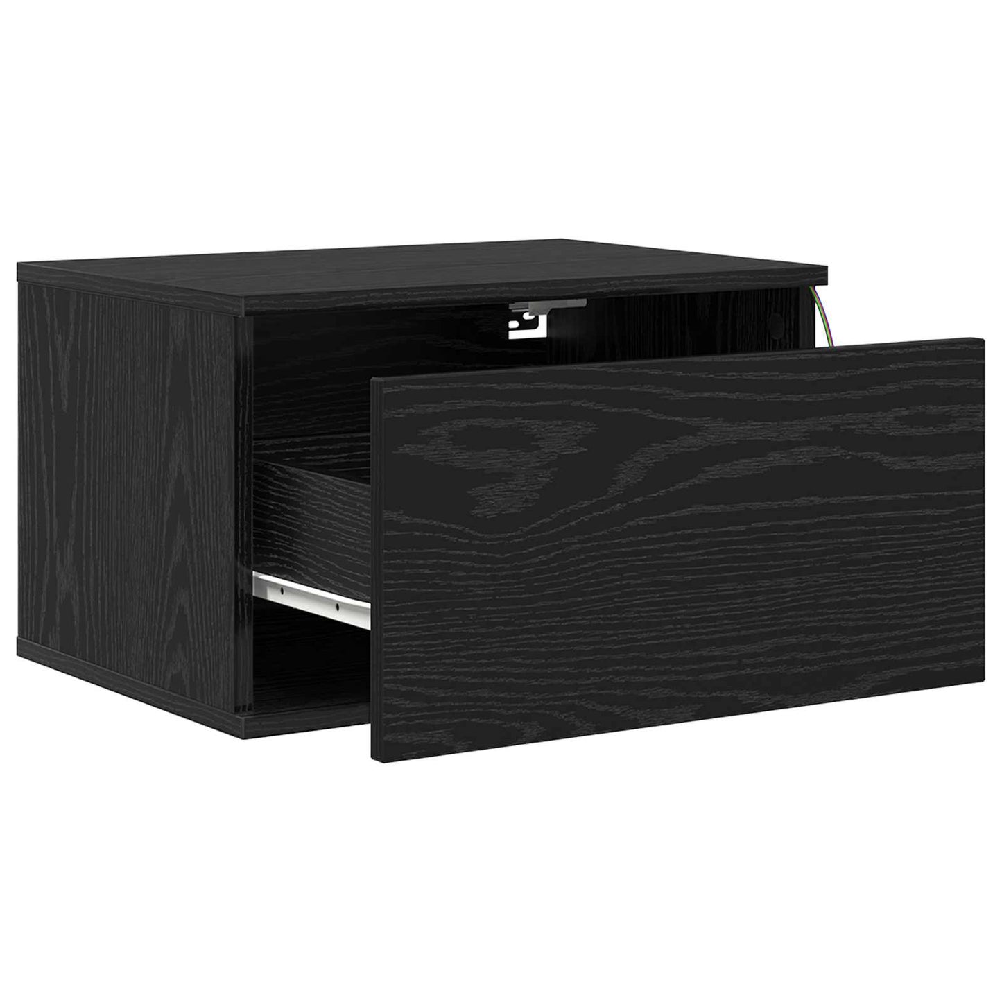 Vægmonteret natbord med skuffe 2 pcs Sort eg 50 x 36 x 30 cm