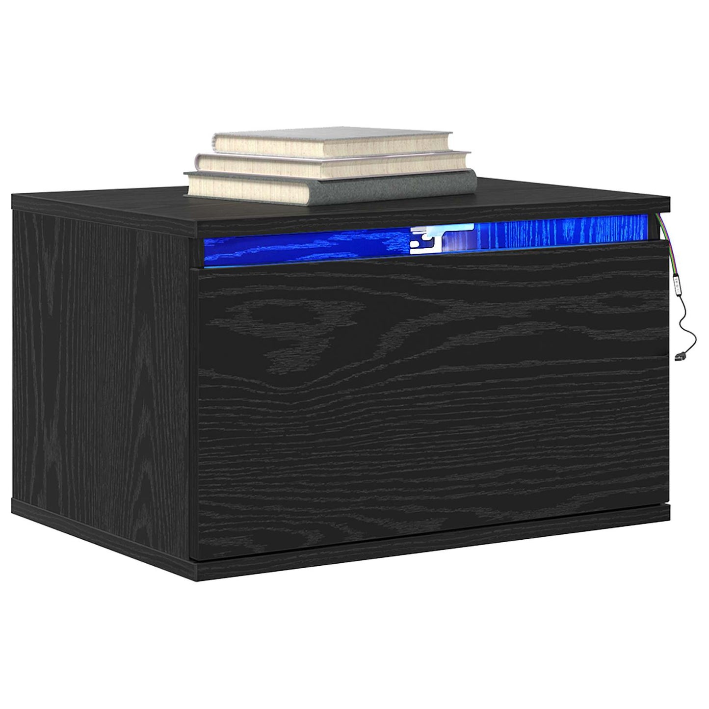 Vægmonteret natbord med skuffe 2 pcs Sort eg 50 x 36 x 30 cm