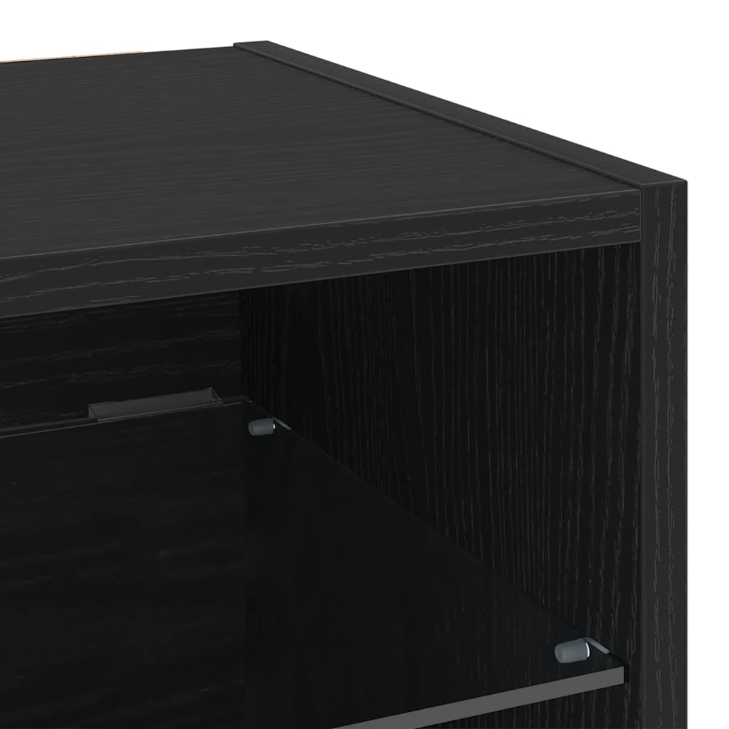LED Væghylde Bedside Cabinet Vægmonteret Sort 30 x 28,5 x 30 cm