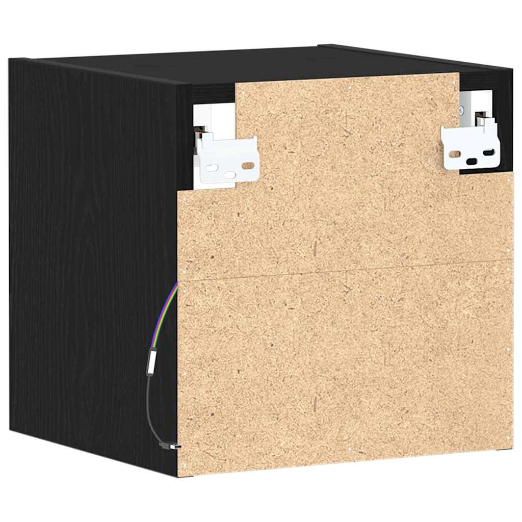 LED Væghylde Bedside Cabinet Vægmonteret Sort 30 x 28,5 x 30 cm