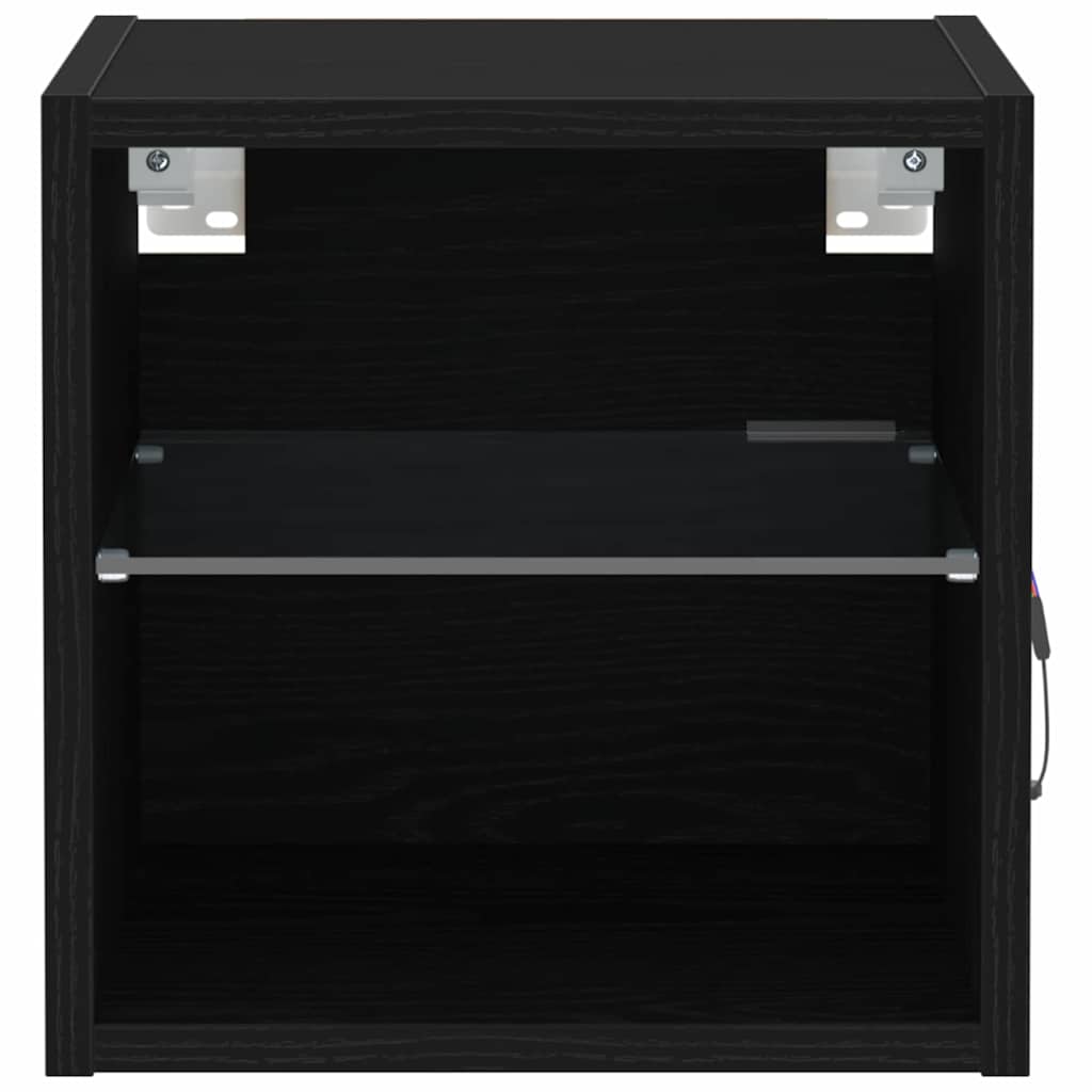 LED Væghylde Bedside Cabinet Vægmonteret Sort 30 x 28,5 x 30 cm