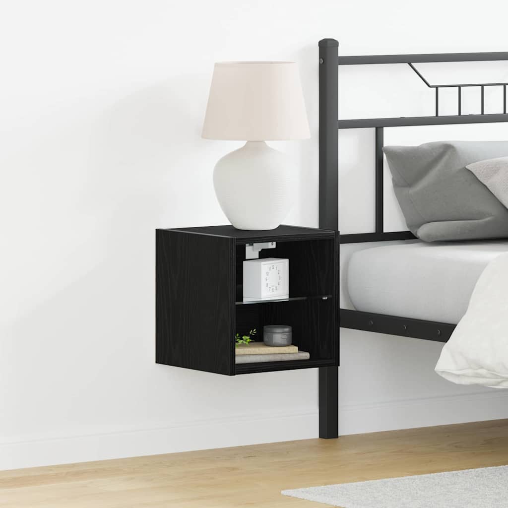 LED Væghylde Bedside Cabinet 2 pcs Sort 30 x 28,5 x 30 cm billede