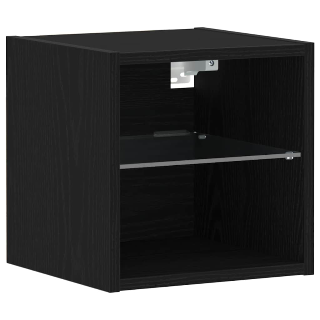 LED Væghylde Bedside Cabinet 2 pcs Sort 30 x 28,5 x 30 cm