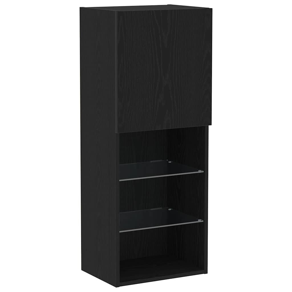 TV-møbelsæt med LED Sort eg 40,5 x 30 x 102 cm Konstrueret træ