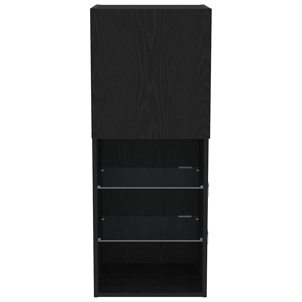 TV-møbelsæt med LED Sort eg 40,5 x 30 x 102 cm Konstrueret træ