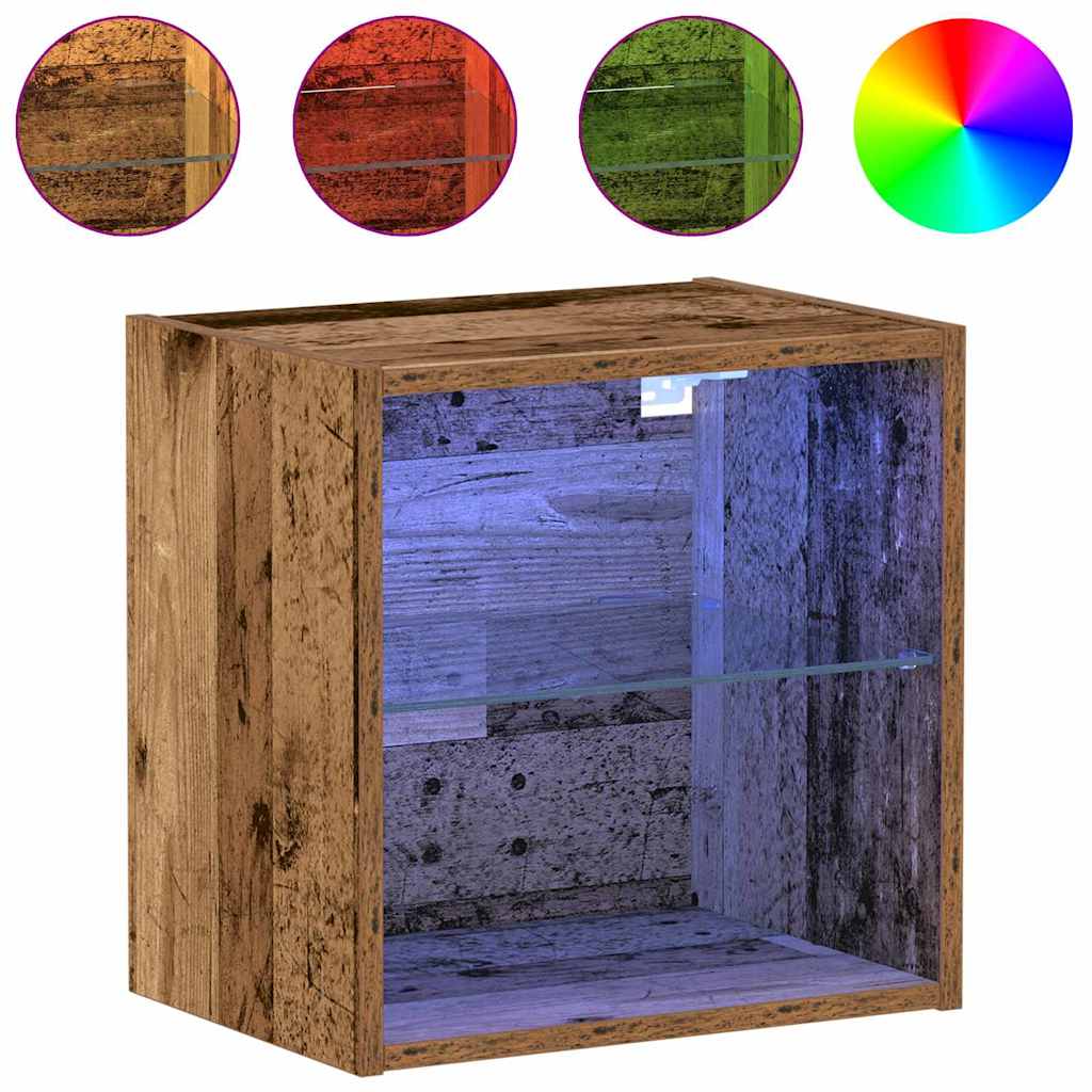 Flydende hylde med LED lys med hylde Brun 40 x 28,5 x 40 cm