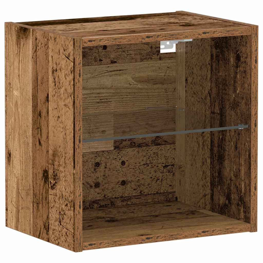 Flydende hylde med LED lys 2 pcs Brun 40 x 28,5 x 40 cm