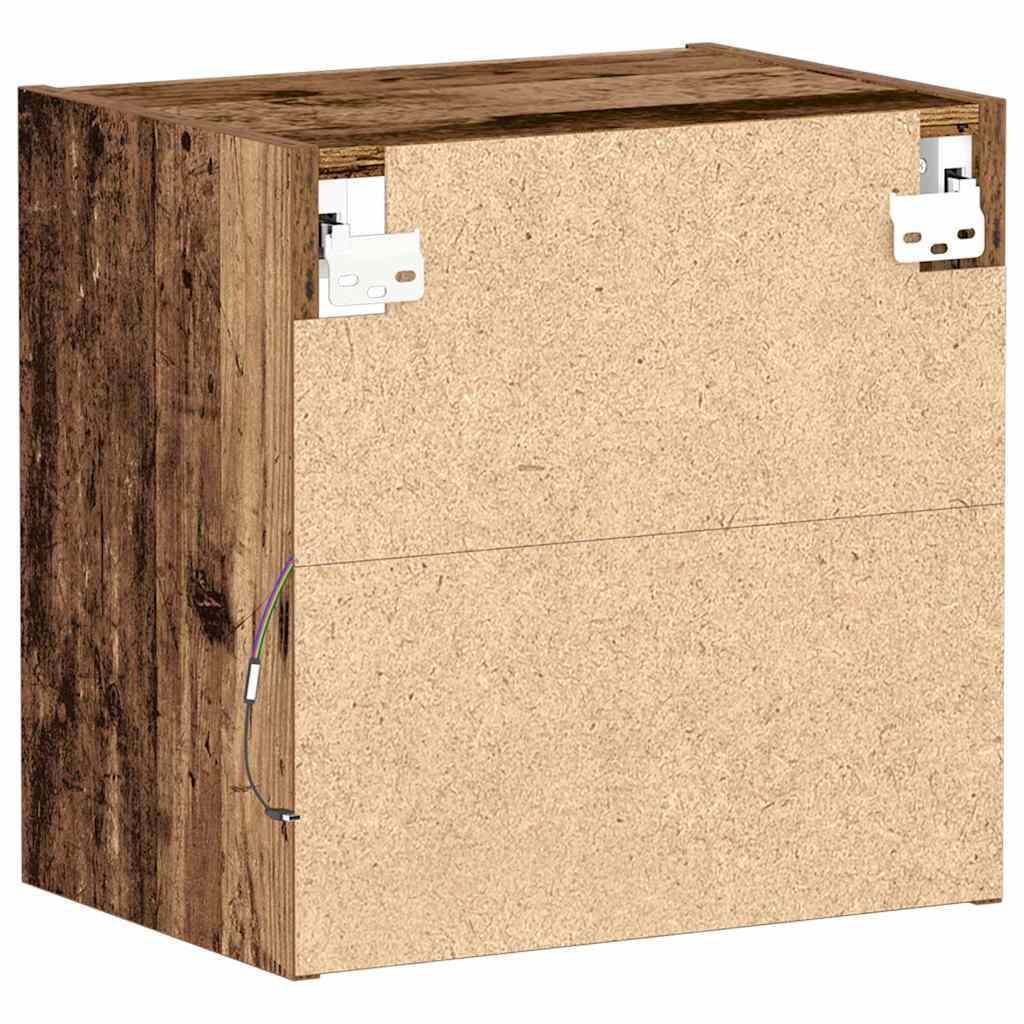 Flydende hylde med LED lys 2 pcs Brun 40 x 28,5 x 40 cm