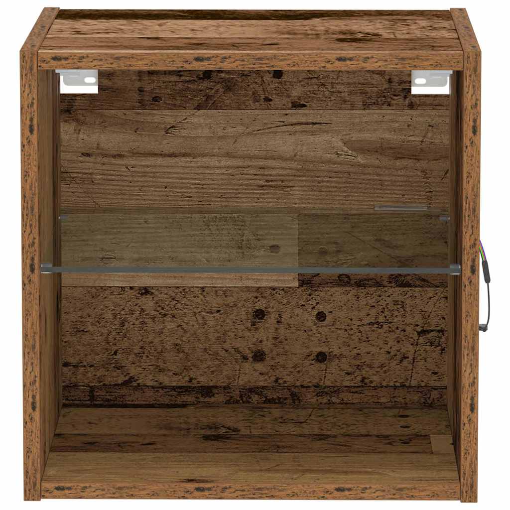 Flydende hylde med LED lys 2 pcs Brun 40 x 28,5 x 40 cm