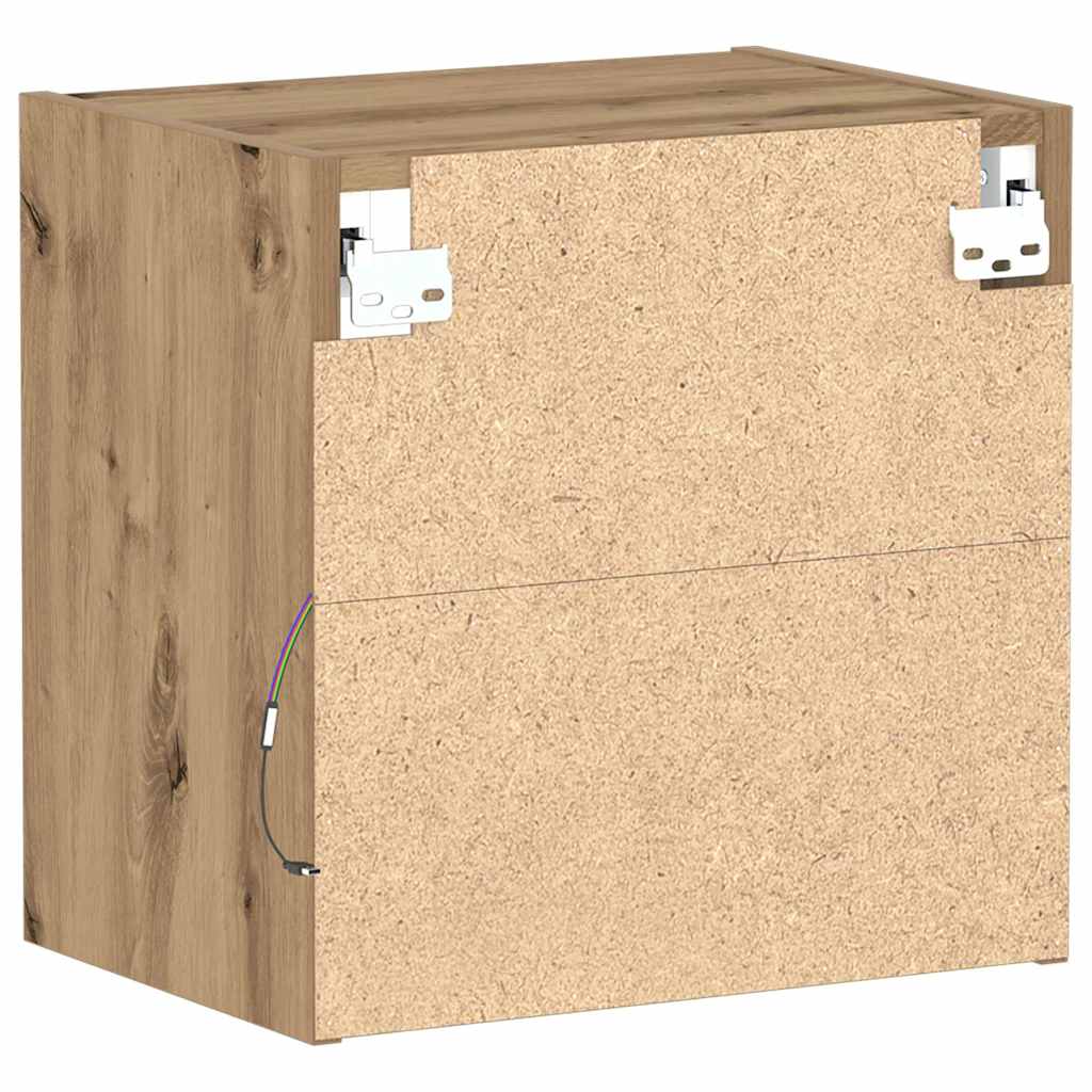 Flydende hylde med LED lys med hylde Brun 40 x 28,5 x 40 cm