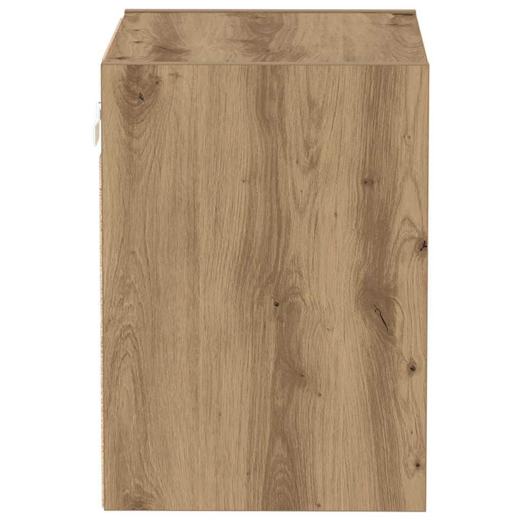 Flydende hylde med LED lys med hylde Brun 40 x 28,5 x 40 cm