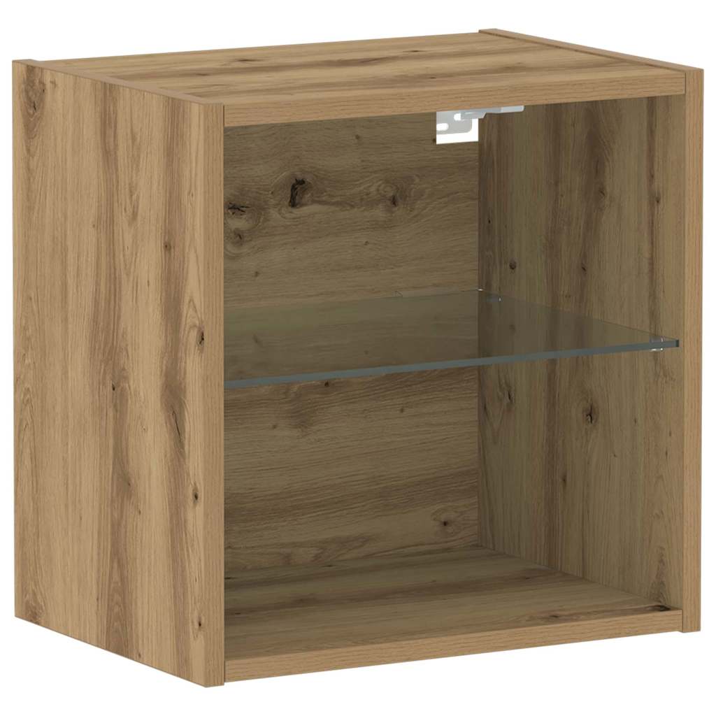 Flydende hylde med LED lys 2 stk. Brun 40 x 28,5 x 40 cm