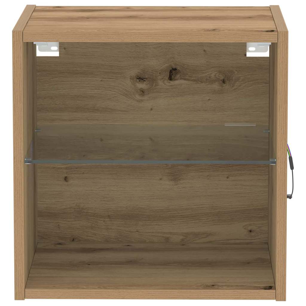 Flydende hylde med LED lys 2 stk. Brun 40 x 28,5 x 40 cm