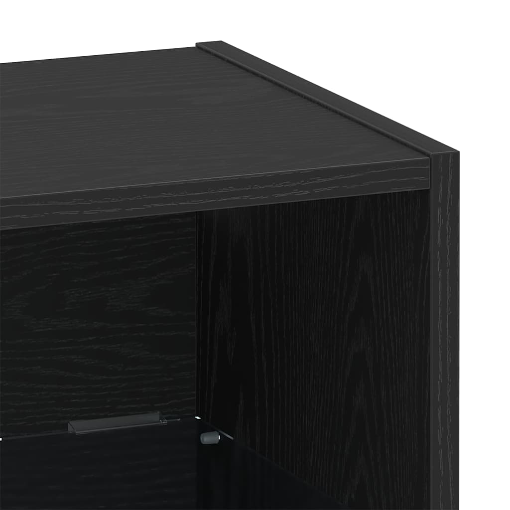 Flydende hylde med LED lys med hylde Sort 40 x 28,5 x 40 cm