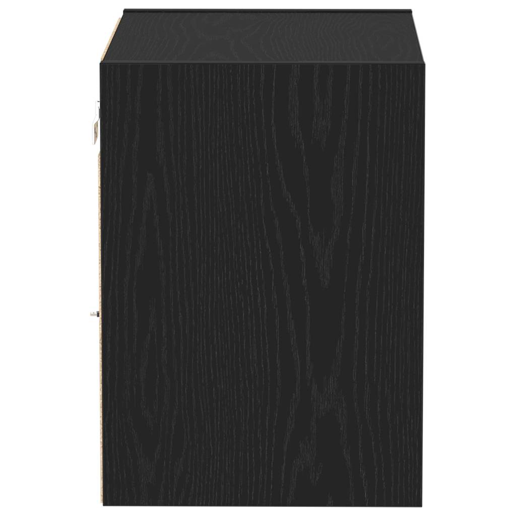 Flydende hylde med LED lys med hylde Sort 40 x 28,5 x 40 cm