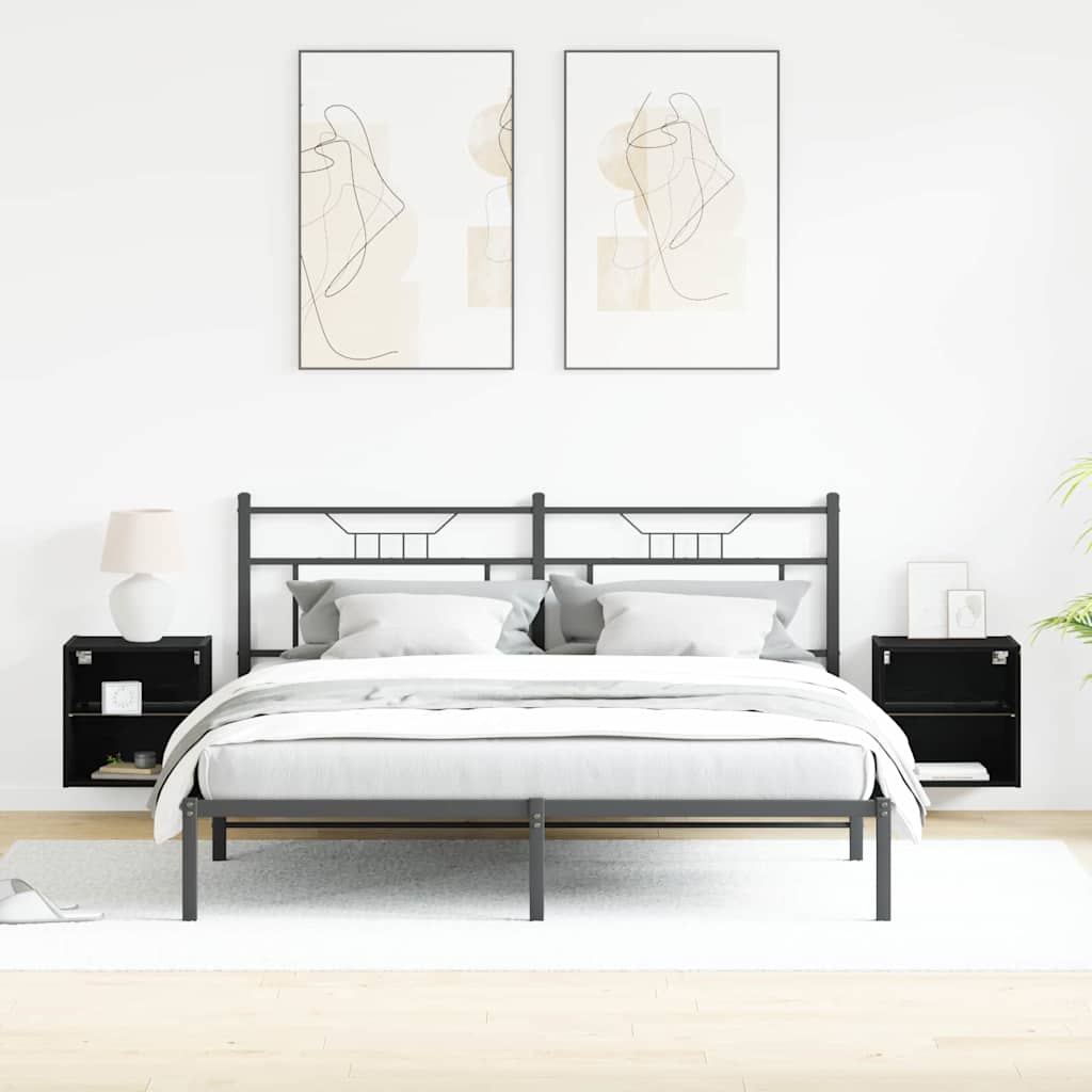 Flydende hylde med LED lys 2 pcs Sort 40 x 28,5 x 40 cm