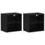 Flydende hylde med LED lys 2 pcs Sort 40 x 28,5 x 40 cm