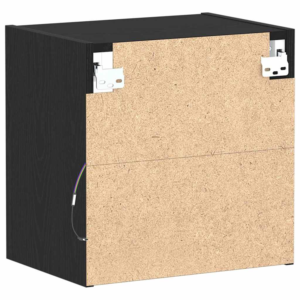 Flydende hylde med LED lys 2 pcs Sort 40 x 28,5 x 40 cm