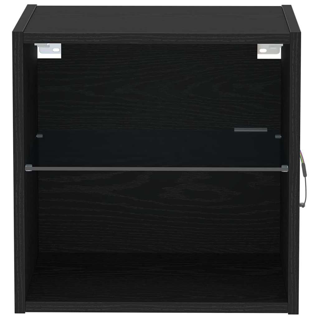 Flydende hylde med LED lys 2 pcs Sort 40 x 28,5 x 40 cm