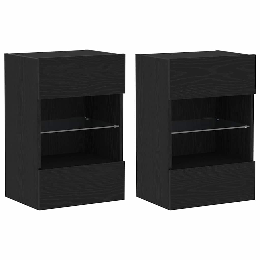 TV-møbelsæt 2 pcs Sort 40 x 30 x 60,5 cm Konstrueret træ