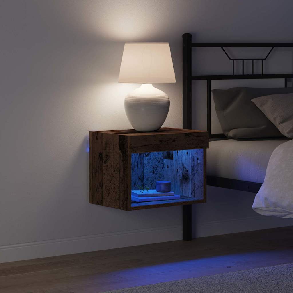 TV-møbelsæt med LED Gammelt træ 40 x 30 x 30 cm Konstrueret træ