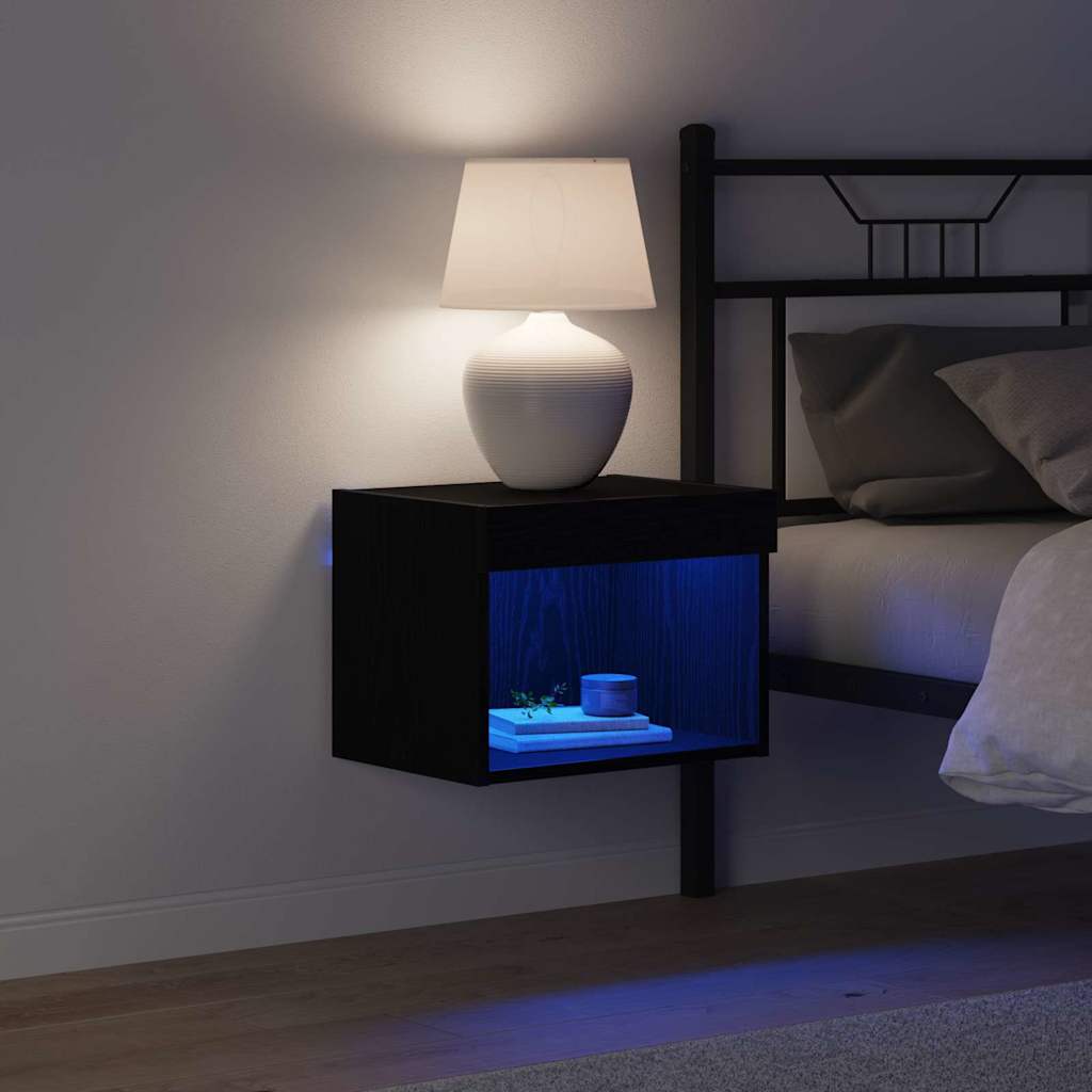 TV-møbelsæt med LED Sort eg 40 x 30 x 30 cm Konstrueret træ