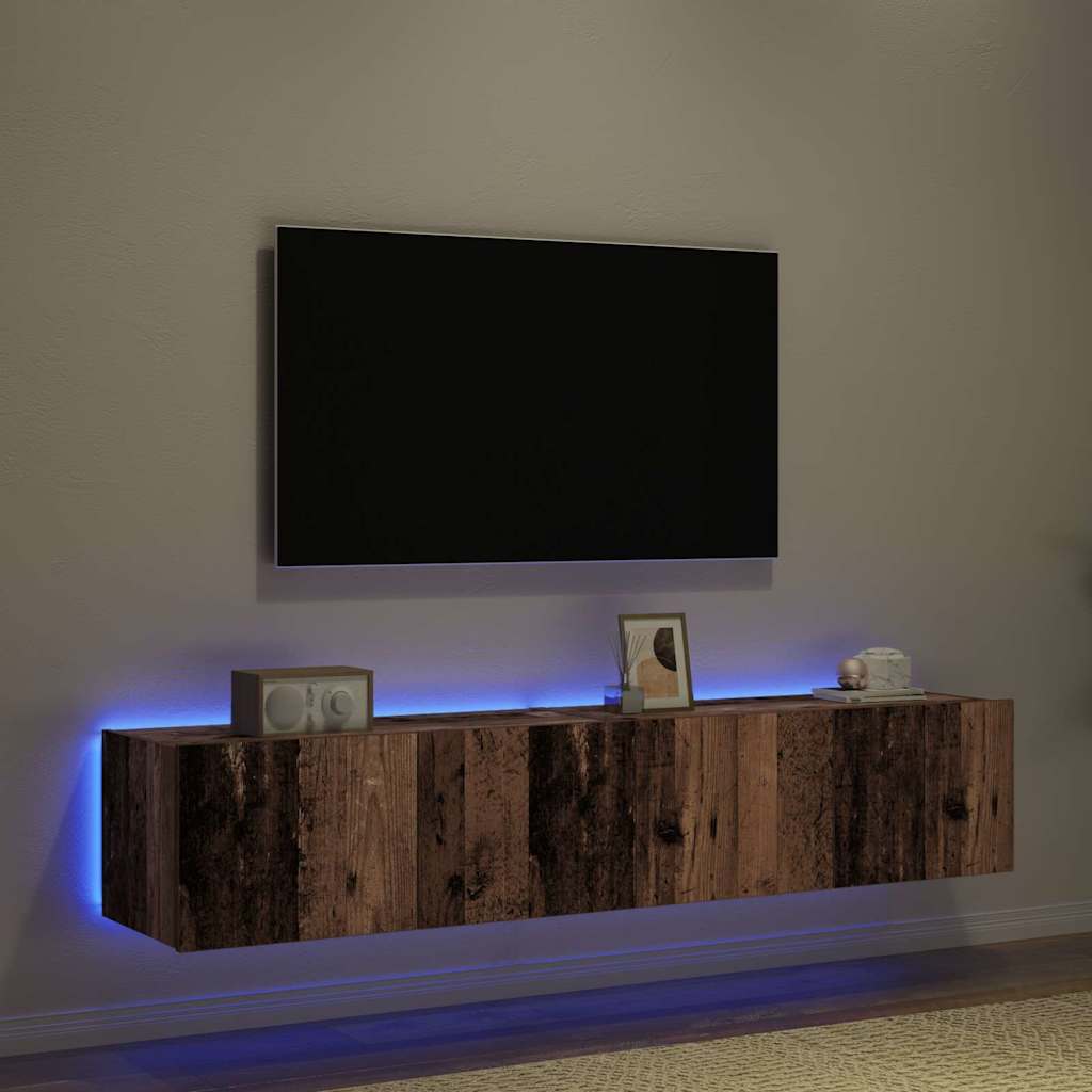 TV vægskab 2 pcs Gammelt træ 80 x 35 x 31 cm Konstrueret træ