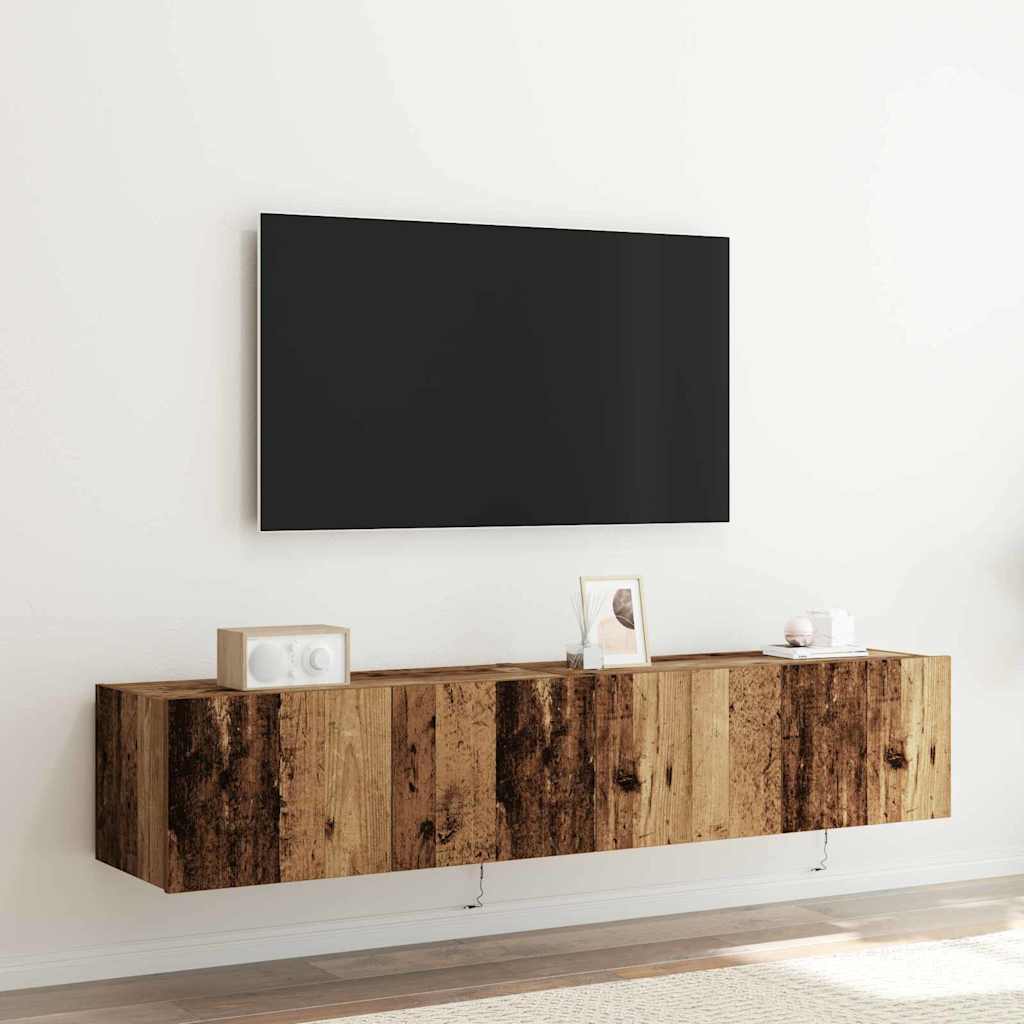 TV vægskab 2 pcs Gammelt træ 80 x 35 x 31 cm Konstrueret træ