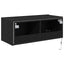 TV vægskab med LED Sort eg 80 x 35 x 31 cm Konstrueret træ