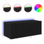 TV vægskab med LED Sort eg 80 x 35 x 31 cm Konstrueret træ
