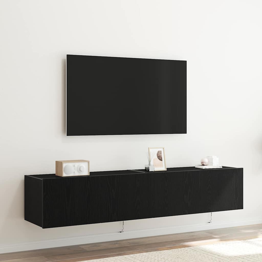 TV vægskab 2 pcs Sort eg 80 x 35 x 31 cm Konstrueret træ