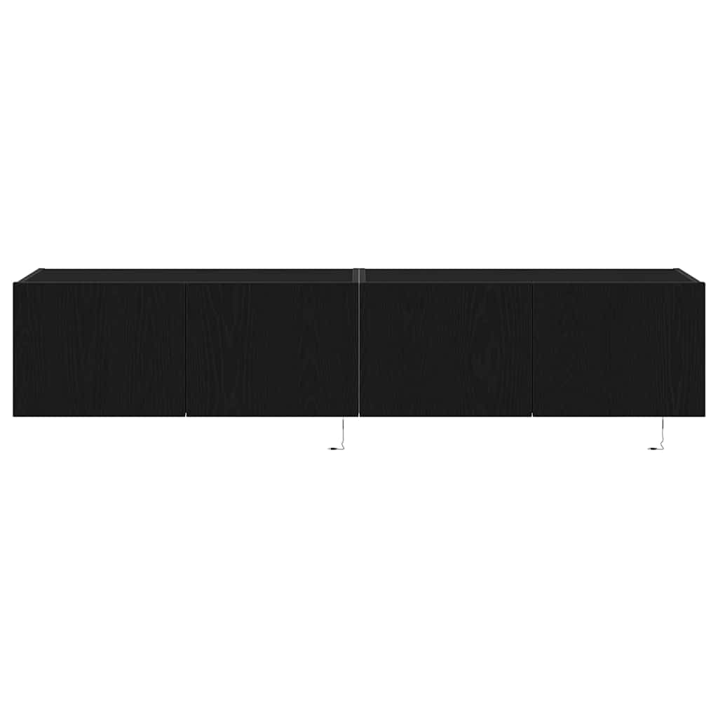 TV vægskab 2 pcs Sort eg 80 x 35 x 31 cm Konstrueret træ