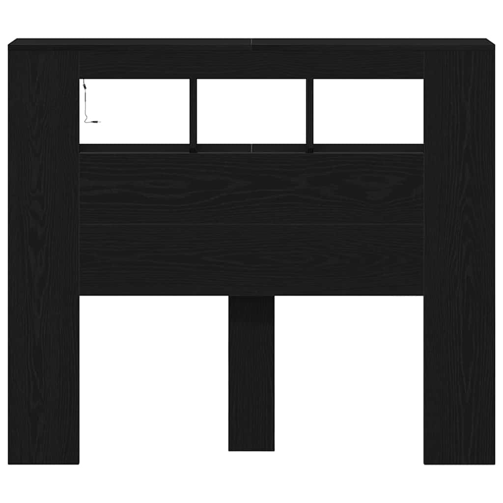 LED sengegavl Sort eg 120 x 18,5 x 103,5 cm Konstrueret træ