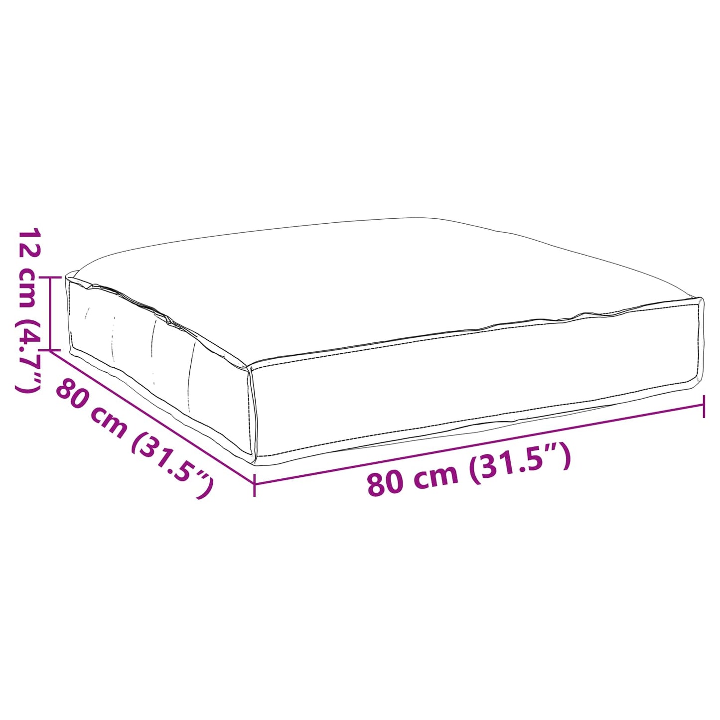 Pude Vinrød 80 x 80 x 12 cm Oxford stof