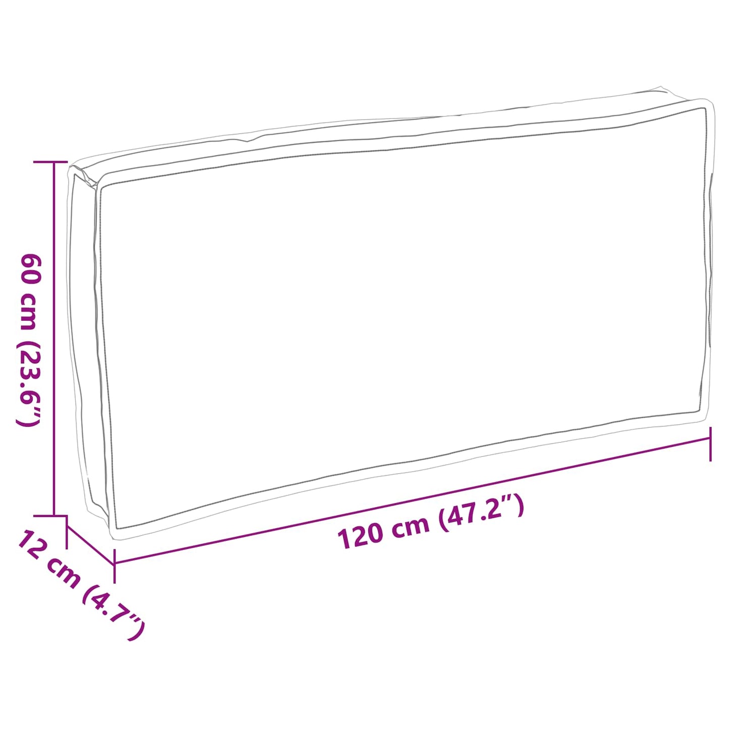 Pude Creme 120 x 60 x 12 cm Oxford stof