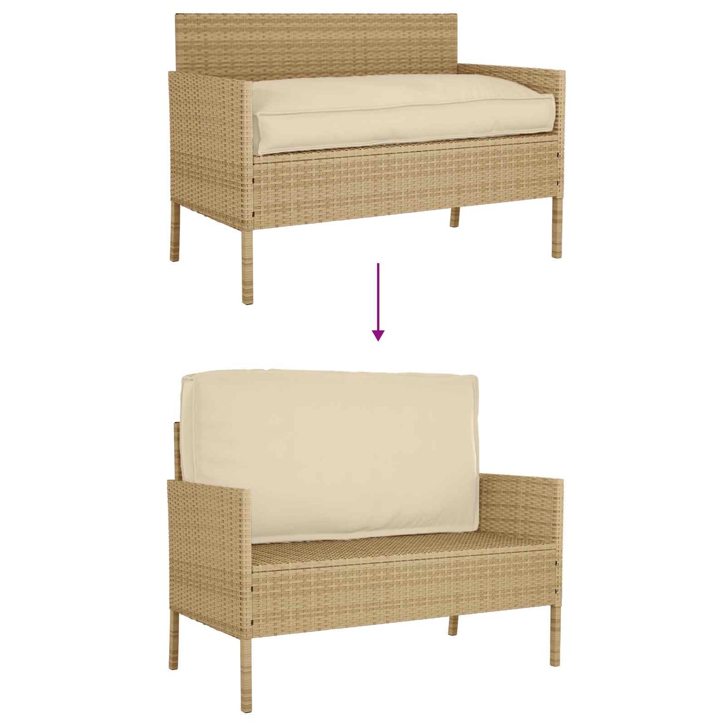 Pude Beige 120 x 60 x 12 cm Oxford stof