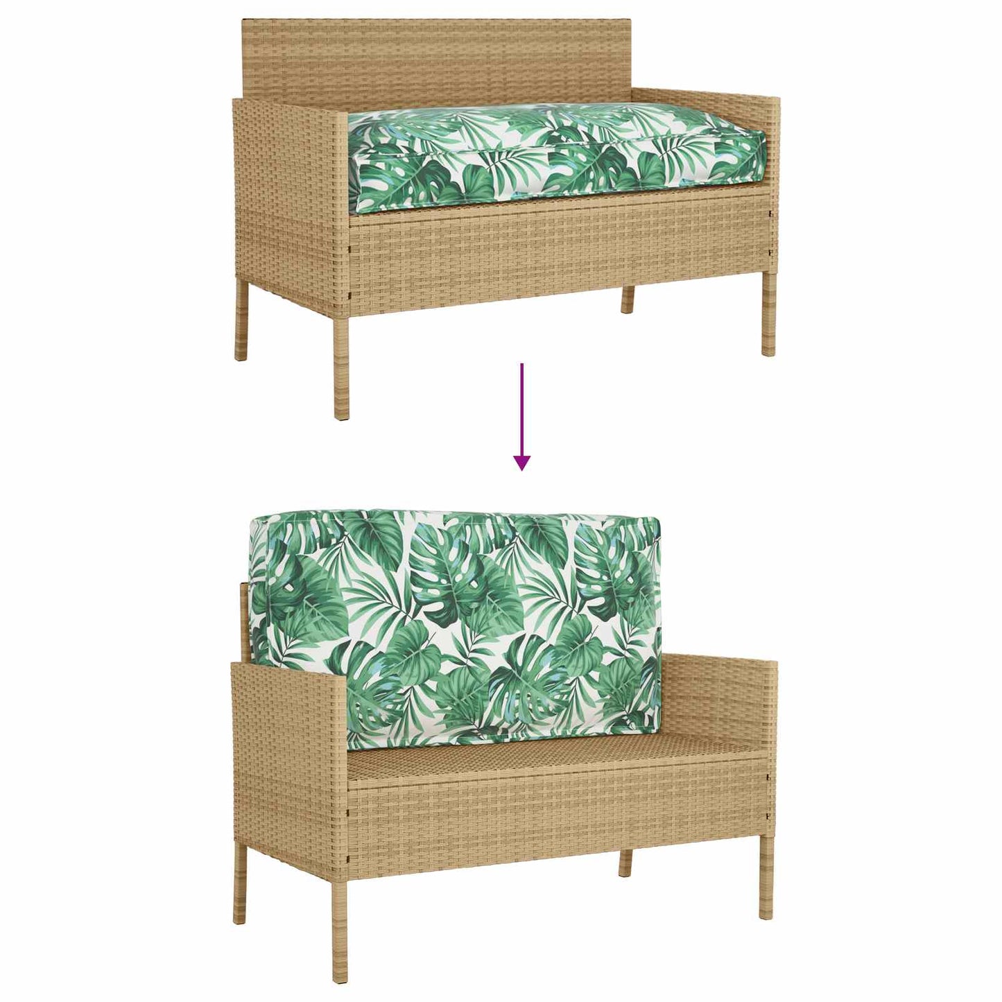 Pude Bladmønster 120 x 60 x 12 cm Oxford stof Blad